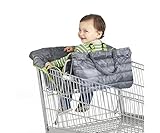 Nuby 2-in-1 Quilted Shopping Cart and High Chair Cover, Grey, Green, Universal Size, Baby Grocery Ca