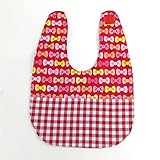 Jam's Ukulele　ベビースタイ（女の子）/ATO-906-1　ハンドメイド　手作り　出産祝い　プレゼント　赤　リボン　マジックテープ