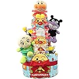 出産祝いに大人気！アンパンマン・バイキンマン 豪華4段おむつケーキ/赤ちゃんの内祝い・誕生日プレゼント ギフトセット ダイパーケーキ/男の子 (パンパースS40枚 （出産祝い用に）)