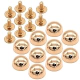 TSUKURIRO 底鋲 丸型 12mm ネジ バッグ カバン 修理 レザークラフト DIY ハンドメイド パーツ (ゴールド, 10個セット)
