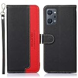 FOR OPPO Reno 9A ケース 手帳型 FOR OPPO Reno 7A ケース 手帳型 通用 FOR オッポリノ 7A OPG04 A201OP 手帳 ケース 耐衝撃 ストラップ付き [RFIDブロッキング] カード収納人気 おしゃれ カードポケット 財布型携帯 ケース ブラック Rureu