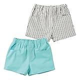 (ニッセン) nissen キッズ ストレッチ ツイル ショートパンツ ２枚組 ミント ＋ オフホワイト系 （ ストライプ ） 身長 140 cm