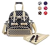Hoxis Multifunction Polka Dots Baby Boom Backpack Diaper Bag (Upgraded Version Dark Blue) by Hoxis