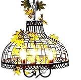 Chandelier 3-Lights Creative Retro Wrought Iron Pendant Light Plant Fashion Simple Birdcage Hanging Light Personality Restaurant Cafe Bar Aisle Corridor Decorative Chandelier Edison E14
