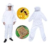 養蜂用 蜂防護服 上下服 手袋 害虫駆除 養蜂用 ぶよ 蚊 対策 虫よけ 草刈り (スーツ(ホワイト))