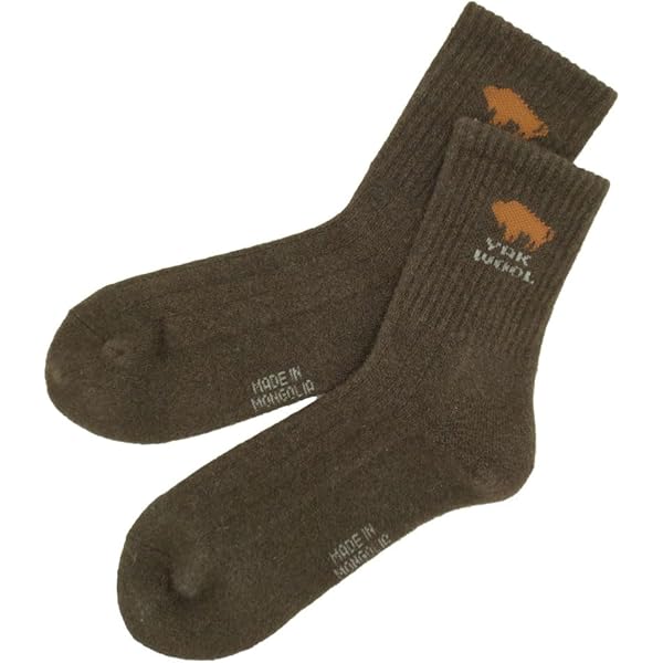 Amazon.co.jp: モンゴル ヤクウール 靴下 ダークブラウン 23~25cm