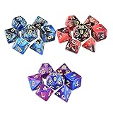YACHUN 多面体のダイス サイコロ D20 D12 D10 D8 D6 D4 ダイス TRPG MTG カードゲーム テーブルゲーム用 3色 7サイズ 21枚入 多面体サイコロセット