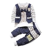 子供用幼児用男の子服セット、Staron新生児赤ちゃんGentleman服装リボン付きTシャツトップス+パンツ服セット1 – 4歳の男の子