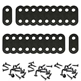 BTtime ジョイント金具 20個セット ステンレス I字金具 棚受け金具 固定金具 固定板 フラット 家具 固定 修理 補強プレート 連結金具 ネジ付き DIY 2穴 36×16×2mm (ブラック)