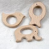 6pc Eco-friendly Wooden Pendants Teething Elephant Fish Bird Wooden Toy Hand Cut Pendant for Nursing
