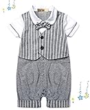 S'Mベビーフォーマ男の子セレモニーロンパースタキシードベストストライプ結婚式宮参り