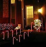 Prextex Christmas Candy Cane Pathway Markers Set of 10 Christmas Indoor/outdoor Decoration Lights [並