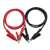 DROKデュアルエンドワニ口クリップテストリード黒と赤15A 39.3インチテストケーブル軟質PVCクロコダイルクリップテスト用保護ジャック付き銅線テスト用銅クランプ