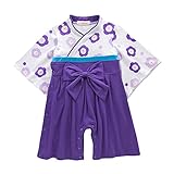 AvaCostume女の赤ちゃんの印刷着物ロンパース服セット、パープル 18M