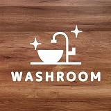 nicotto ルームサイン ドアステッカー WASHROOM 洗面所 シール 賃貸OK シンプル スタイリッシュ かわいい 切り文字 カッティングシート 8.5×13.5cm 屋内 (ホワイト)
