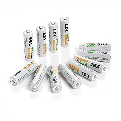 EBL 充電式ニッケル水素電池 単3形 12個入 ケース付き(最小容量2300mAh、約1200回使用可能)