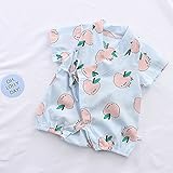 Dizoon 夏 甚平 ロンパース ベビー 新生児 男女兼用 女の子 綿麻 カートゥーン 果物 白 灰 青 ピンク 66 73 80 90cm