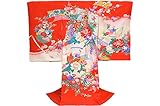 お宮参り 着物 女の子 初着 産着　om-l-257 【女の子用お守りフードセット，贈答用化粧箱，きもの保存用たとう紙 プレゼント！】