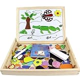 Milkee 磁気多目的両面製図 絵かきボードや立体パズル兼用　 絵かきボードや収納ボックス兼用　パズル磁気ステッカー 　ジグソー パズル 木製ビルディングブロック　 教育玩具 知育玩具 　自由に組み