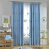 pureaqu Grommet Topブラックアウトカーテン/ドレープfor Living Room Cute Lovely刺繍レインボードレープのガールズボーイズ子供部屋1パネル W52 H63 I