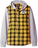 NFLグリーンベイパッカーズ女性NFLレディース軽量フランネルフード付きジャケット, Large