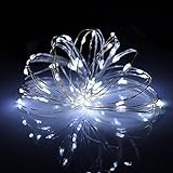 MANATSULIFE イルミネーション 飾り　15LED ライト ワイヤーライト 電飾 電池 式 クリスマス ツリー 1.5M (ホワイト, 1個)