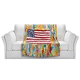 ブランケットウルトラソフトFuzzy 4サイズ！DIANOCHEデザインからby Karen Tarlton American FlagホームDecor Unique Designer芸術的スタイリッ
