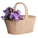 Willow Basket withハンドル、xshionストレージバスケット折りたたみハンドルピクニックバスケット織ストレージバスケットwith Lids 4ガロンwithホワイトファブリックのライ