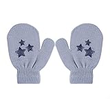 かわいい 幼児 星 パターン 手袋 3-6歳 キッズ　ミトン ソフト 暖かい 編み 手袋 Fashion Gloves (グレー星)