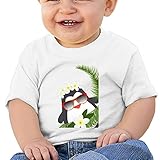 かわいいペンギンと熱帯の夏のデザイン子供服 ベビーTシャツ 半袖 男の子 女の子 クルーネック カジュアル