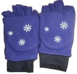 メンズフリース冬グローブhalf-finger手袋Convertible手袋(ネイビー)