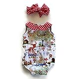 ロンパース　ヘッドバンド　ベビー服　二点セット　幼児　新生児　女の子　カートンプリント　可愛い (100)