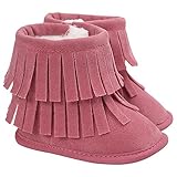 ゴシレ Gosear 幼児 女の子 男の子 冬 温かみ 雪の起動 タッセル ベビー 新生児 ブーツ 靴 ため 12-18ヶ月 赤ちゃん 薄赤色 S