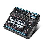 XTUGA AM6 6チャンネルオーディオミキサーサウンドミキシングコンソール（Bluetooth USBレコード付き）48Vファンタム電源