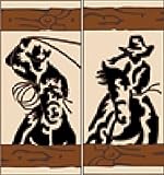 2つ3 " x 6 "セラミックタイルアドレス家番号デザインカウガールWestern &カウボーイRopers – 左と右Ends