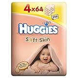 Huggies Soft Skin Baby Wipes with Shea Butter (64 per pack x 4) ハギーズ柔らかい肌の赤ちゃんはシアバター（パック×4をあたり64 ）でワ