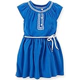 カーターズ（Carter's)スカイブルーネイティブ風ウエストロープ付きフレンチリーブワンピース ドレス 青ワンピ (4years(102-108cm)) [並行輸入品]