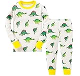 Gold treasure綿100%子供パジャマ長袖 キッズ 漫画のステゴサウルス寝間着2-7歳 (110cm(5歳))