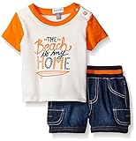absorba Baby Newborn Boy's Surf Patrol Denim Short Set White/Navy 3/6 months [並行輸入品]