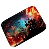inverlee HalloweenハロウィンTerror印刷ホームノンスリップドアフロアマットHallラグキッチンバスルームカーペットDecor