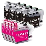 LC411 brother用互換インクカートリッジブラザー用LC411BKブラック4本 LC411Mマゼンタ4本 合計8本 対応機種：DCP-J526N/J528N/J914N/J915N/J926N-W/J926N-W/B /J928N-B/J1800N/ MFC-J904N/J905N/J739DN/DWN /J939DN/DWN
