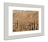 AshleyフレームプリントSaguaroサボテンラインArizonas Tucsons Catalina状態公園、壁アートホーム装飾、ag5450464 40x34 Silver Frame 545
