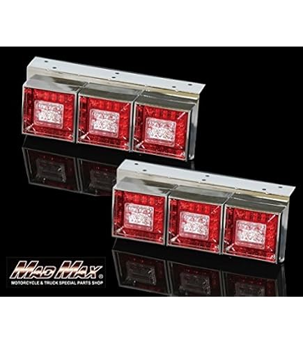 Amazon | Officek 24V 角型 クリスタルテール 赤白 左右セット 3連