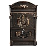 KINGSO Retro Outside Wall Mount Post Mailbox Lockable Secure Letterbox 41x25x8cm Bronze [並行輸入品]