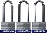 Brinks 162 – 44302 44 mmラミネートスチール南京錠with 2インチシャックル, 3 - Pack
