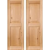 Ekena Millwork RWR15X039UNP Exterior Real Wood Pine Raised Panel Shutters (Per Pair), 15" W X 39" H,