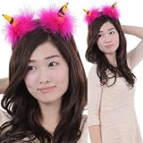 おに 鬼 節分 コスプレ カチューシャ かぶりもの コスチューム カウコン ライブ ファー付き 桃鬼 2hornfar-PINK