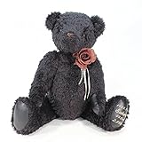 エレガントな雰囲気の体重ベア　ショコラブラックベア（ブラウンコサージュ付ウェイトドール）完成品