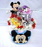 ご出産お祝い＜おむつケーキ＞　可愛いくって豪華な人気の「２段おむつケーキ」　ディズニーH (男の子用ミッキー）