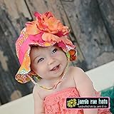 jamie rae hats(ジェイミーレイハット)　サンハット　ＺＩＰ袋入り (Lサイズ・内寸約51cm, オレンジフローラルｘラズベリーピオニー)